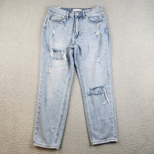 Womens Size 5 Jr's High Waisted Distressed Straight Leg Ankle Curvy Mom Jeans